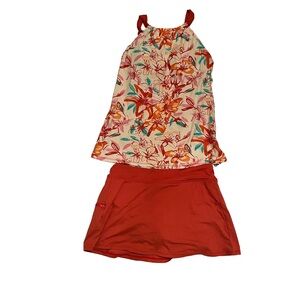 Beach House Floral Tankini and skirt skort set size 8 floral modest Summer Break